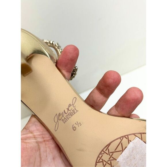 Badgley Mischka Sandals Womens‎ Size 6.5 Gold Embellished Celine Heels - Picture 9 of 10